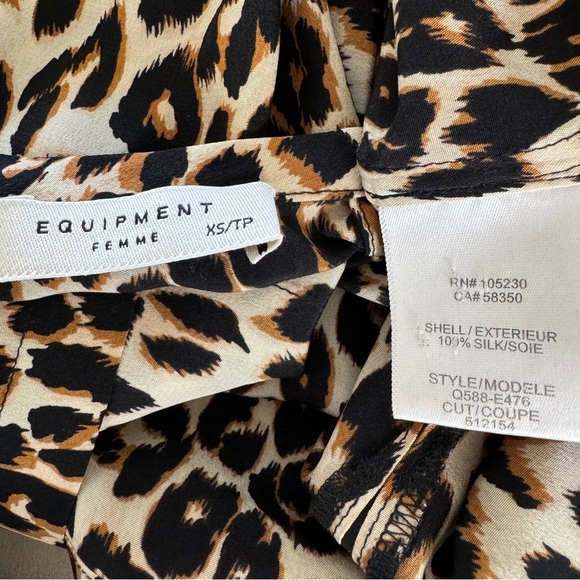 Equipment 100% Silk Aubrey Leopard Print Shift Dress Keyhole Back Pockets XS - Picture 5 of 6